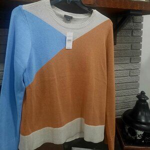 NWT Ann Taylor Factory Womens Color Block Knit Sweater Sz Large